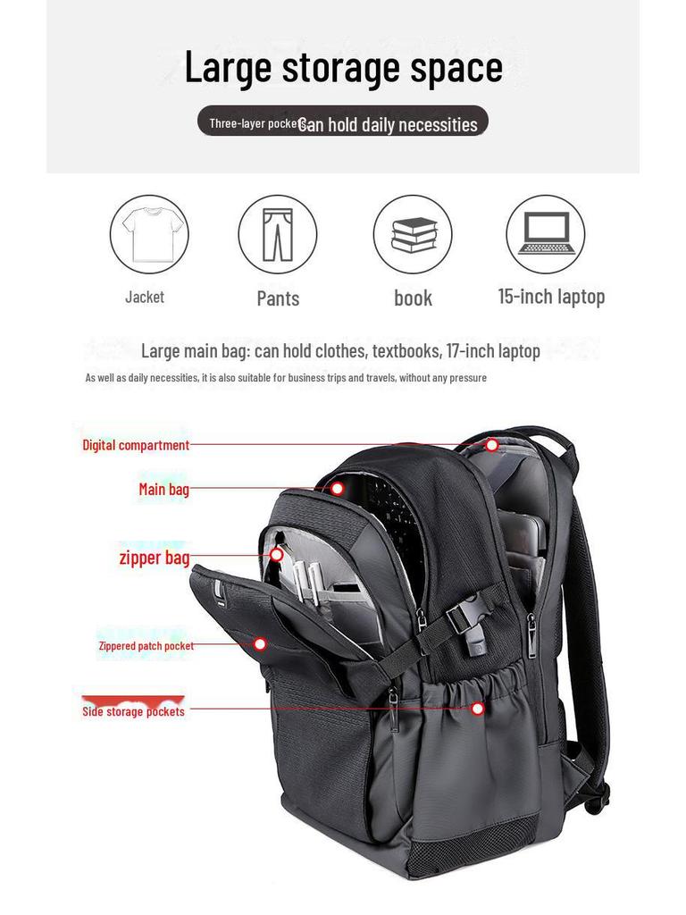 High-End Fashion Backpack: Lightweight, Waterproof, Unisex, Travel & Commuter Bag with Laptop Compartment