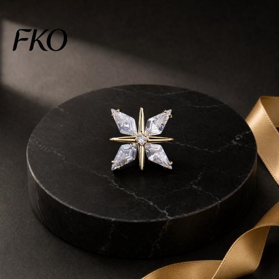 Brooch Pin with Invisible Safety Buckle, Star Shape Lapel Cubic Small Delicate Zirconia Rhinestone Accent, for Suits Shirts Wedding Formal Wear