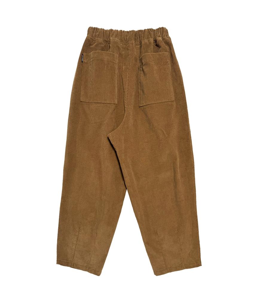 GOSTREET Semi-Wide Double-Fleece Corduroy Curved Elastic Pants Brown