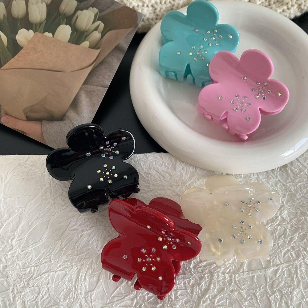 

Flower Hair Clip Rhinestone Grab Clip Cute Acetate Flower Hair Claw Female