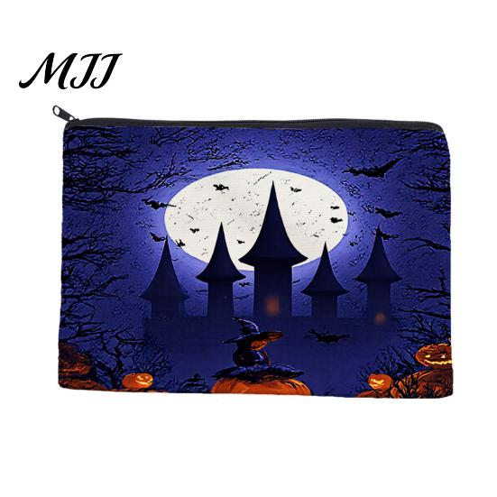 Halloween Storage Bag Bag, with Witch Castle Print, Large Printed Canvas Organizer Capacity Cosmetic Organizer, for Travel And Stationery Themed Pouch