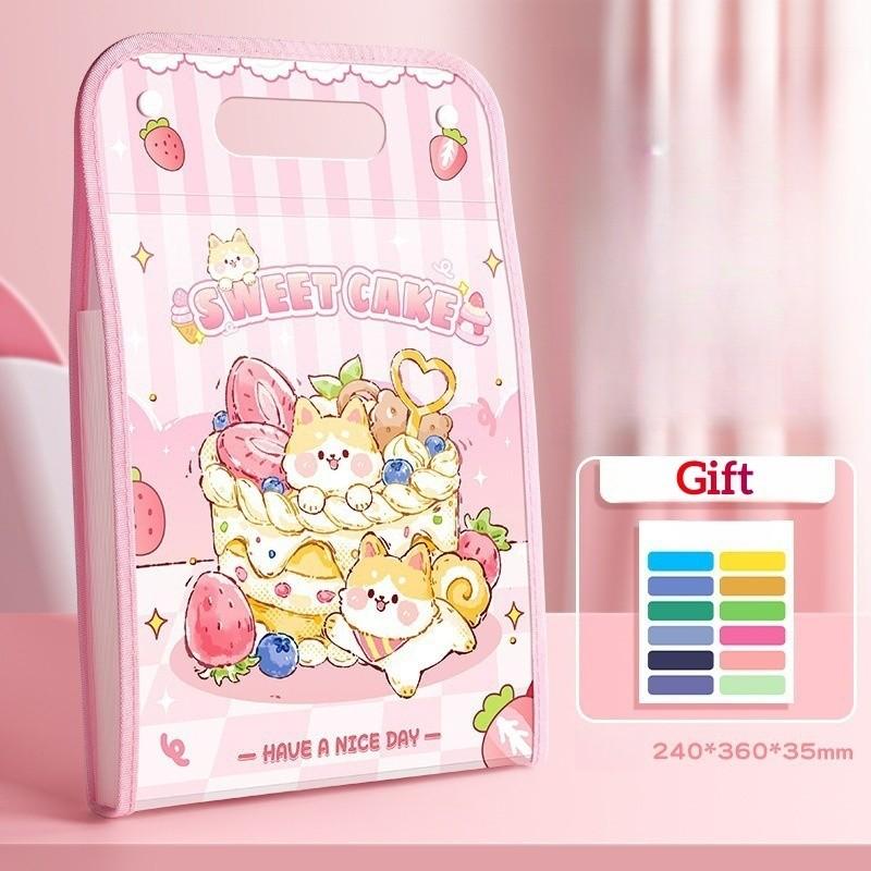 Многослойная папка-файл для документов тестовых работ ручная сумка милый животный дизайн многослойная большая вместимость студенческая папка студенческие канцелярские товары розовый 739₽