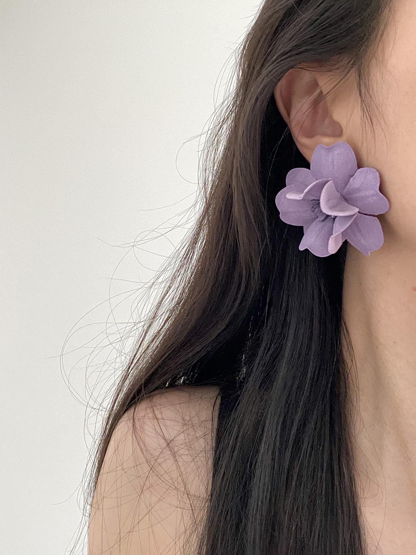 Violet - beautiful purple flowers exaggerated vacation earrings huge piece! ins stud earrings flower
