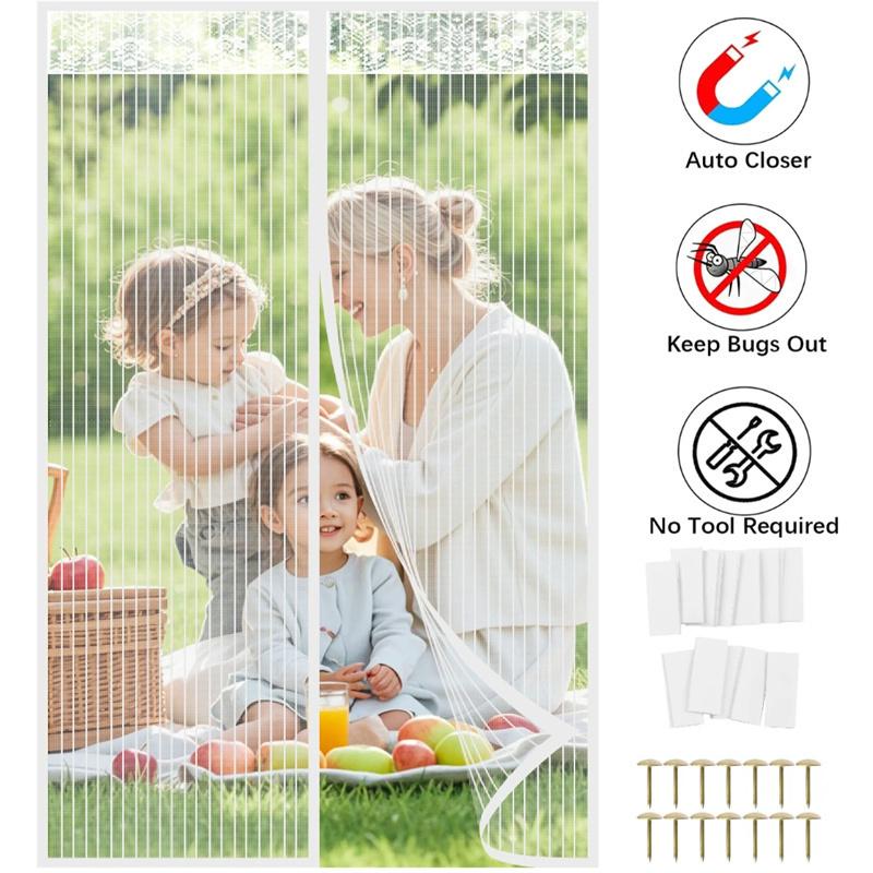 Summer Magnetic Screen Door Self Sealing Summer Anti Bug Fly Door Curtains Mesh Door Screen Kitchen Anti Bug Fly Door Screen