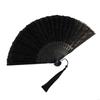 62KD Foldable Flower Lace Fabric Hand Fan Portable Decorative Props Chinese Handheld Fan For Event Festivals Celebration Gift