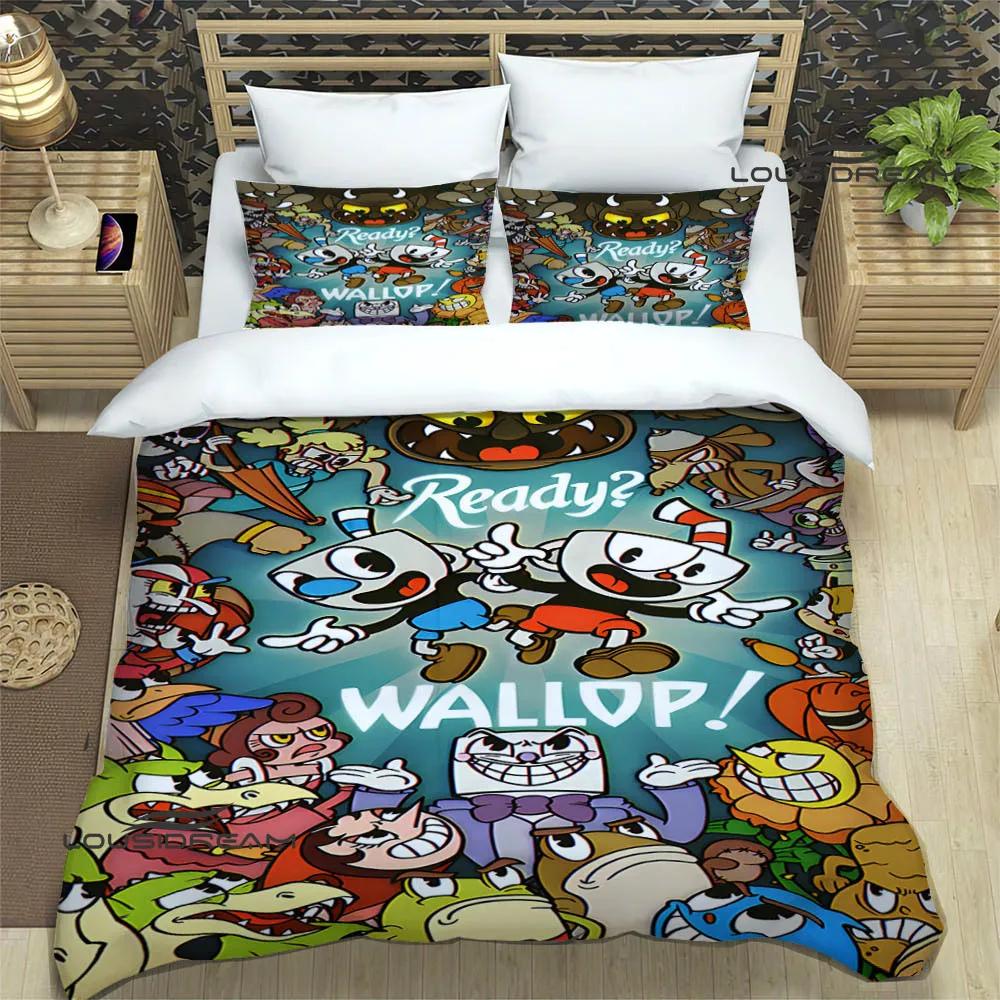 Cuphead Cartoon Printed Bedding Sets Exquisite Bed Supplies Set Duvet Cover Bed Comforter Set Bedding Set Luxury Birthday Gift