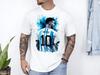 Camiseta Gráfica de Acuarela Lionel Messi Número 10 Argentina Fútbol Unisex Regalo para Fanático del Fútbol