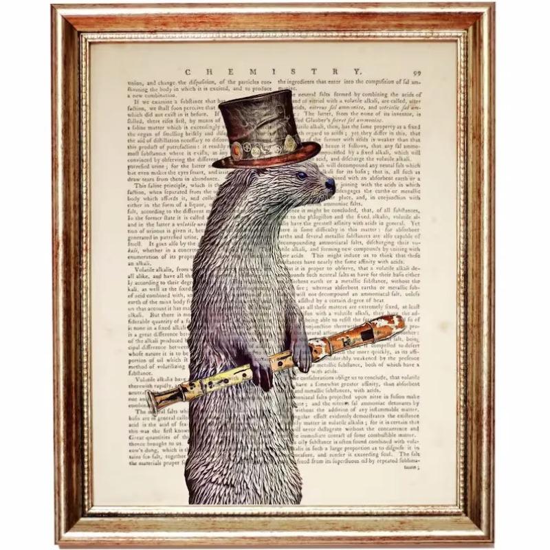 Vintage Funny Animals In Newspaper Art Poster Canvas Painting Puppy Pet Cat Horse Wall Art Pictures Gift Home Decor