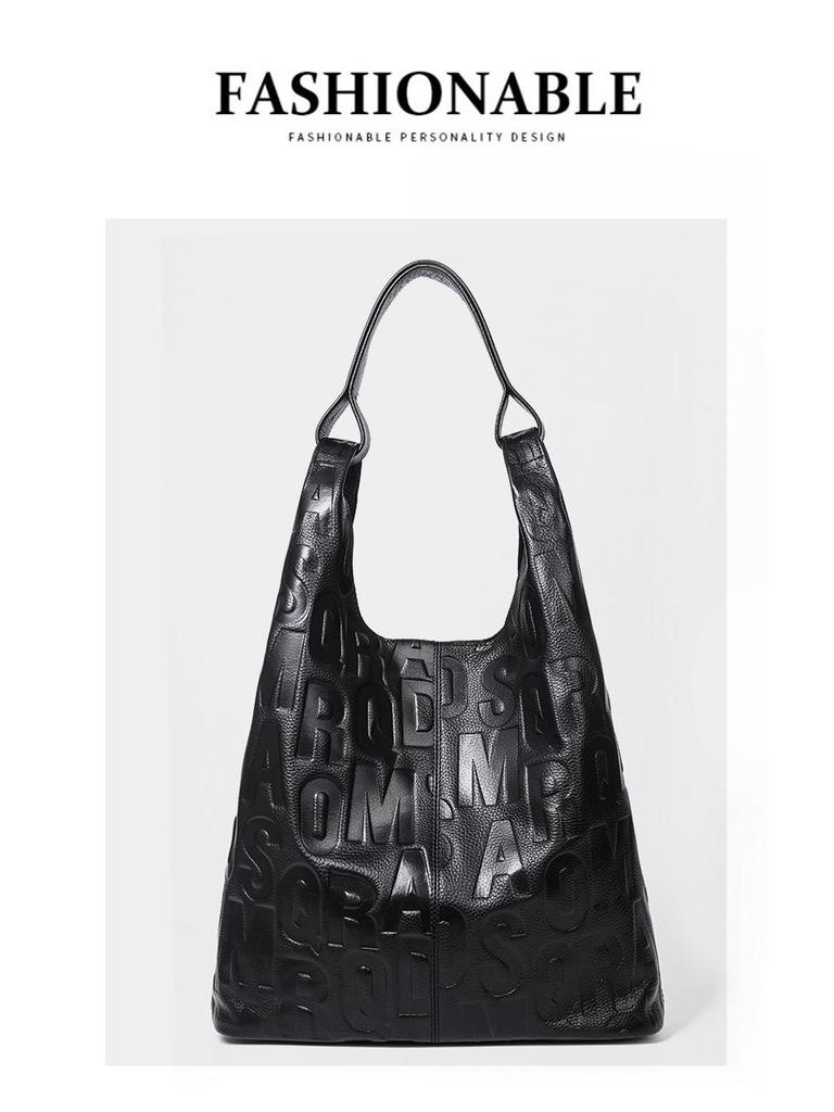 Genuine Leather Women's Versatile Handbag - Fashionable Crossbody and Shoulder Bag, Top Layer Cowhide, Large Capacity