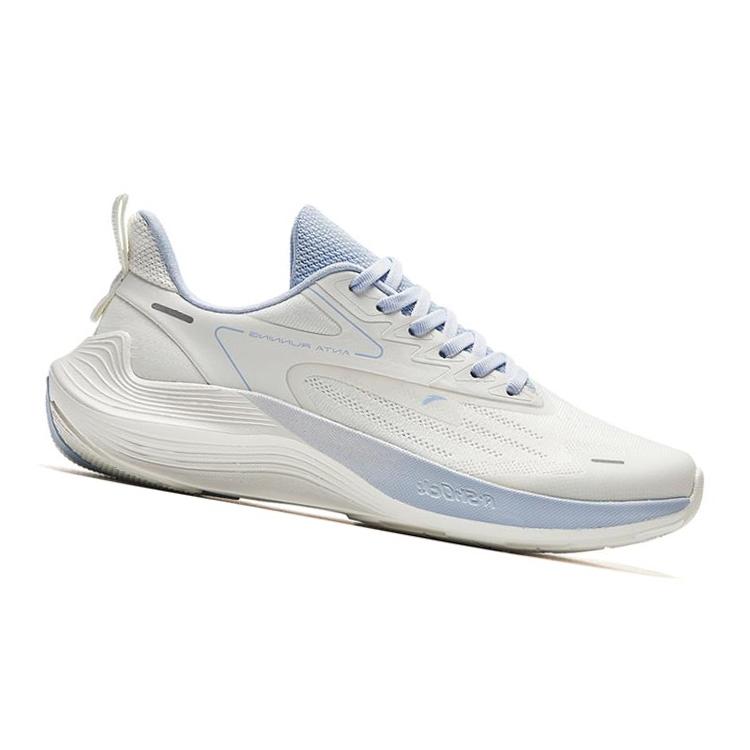 New Anta New Stinger Anti Slip Wear Resistant Low Top Sprint Running Shoes Women's Ivory White Oxygen Blue 922335580-3
