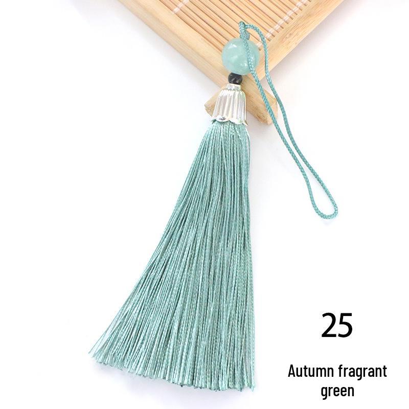 8cm Beaded Ice Silk Tassel Pendant for Hats & Bookmarks - Fine Thread Design, Free Shipping