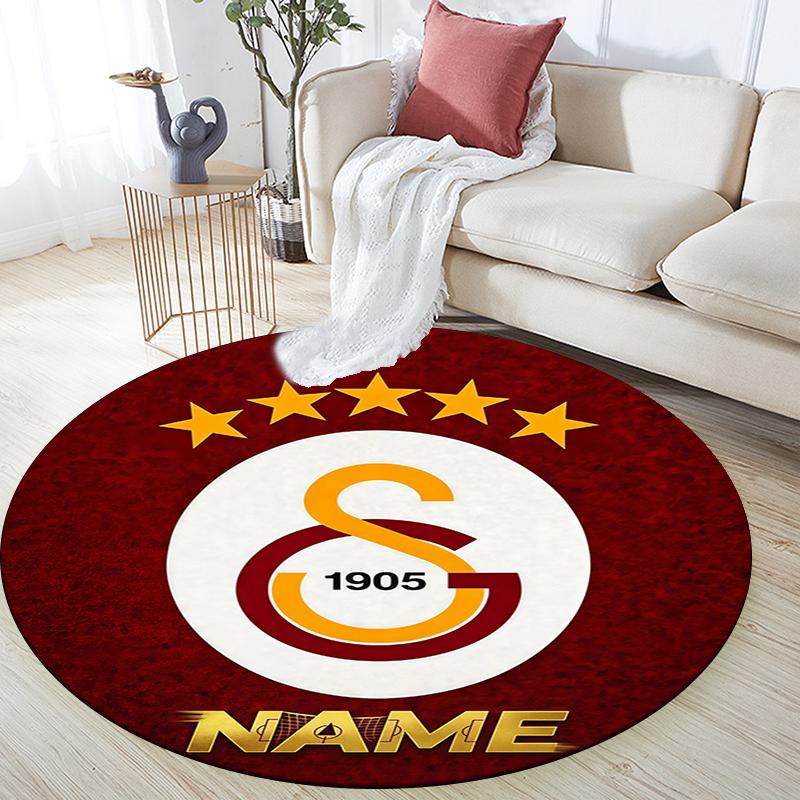 Custom Name,Galatasaray Pattern Round rug,Carpet Rug for Living Room Bedroom Playroom ,Non-slip Floor Mat,Holiday Gifts and Birthday Gifts.
