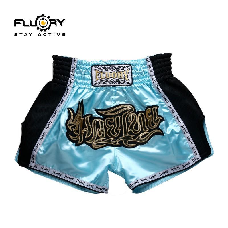 FLUORY Muay Thai Shorts Men Women Breathable Mesh Fight Boxing Sanda MMA Training