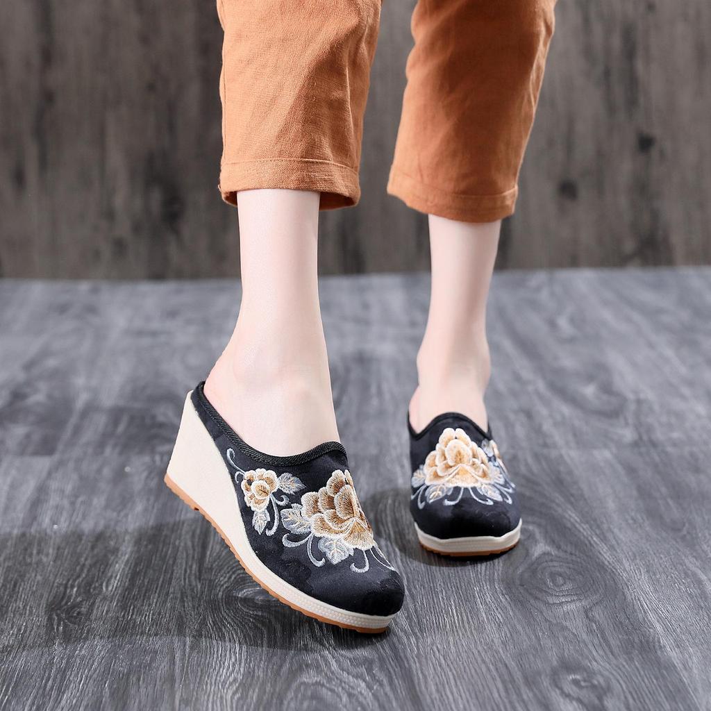 Tianxian 2020 Hanfu Ethnic Embroidered Jacquard High Heel Slippers