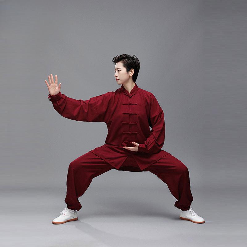 

Китайская традиционная мужская форма тайцзи кунг-фу, одежда для боевых искусств, ушу, топ, брюки, тренировочный костюм размера плюс 2XL Tang 2XL вино красного