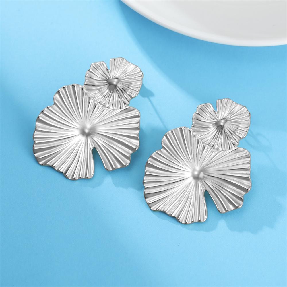 

My Shape Lotus Leaf Stud Earrings Stainless Steel Big Earrings for Women Delicate Trendy Exaggerated Stud Earrings Jewelry Gifts