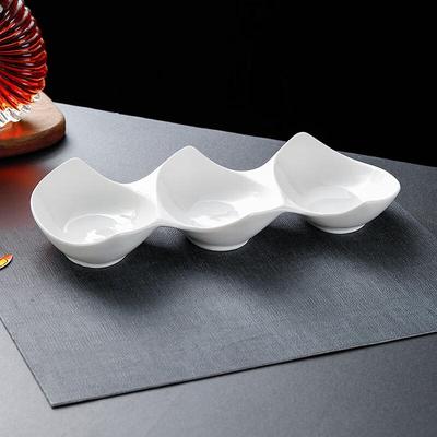 Ceramic Triple-Compartment Sauce Dish