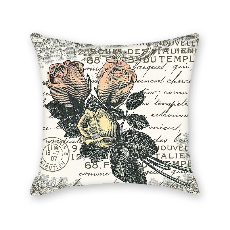 Hug Literary Retro Butterfly Flower Print Pillow Home Bedroom Sofa Decorative Cushion Cushion Cover
