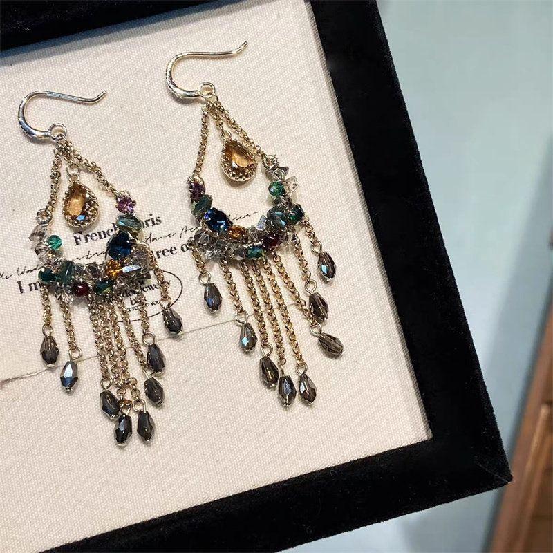 

Unique Colorful Tassel Earrings Fashion Retro Elegant Classy Eardrops Dunhuang Loulan Ethnic Style Exotic Style Accessories Dark Forest Ear Hooks