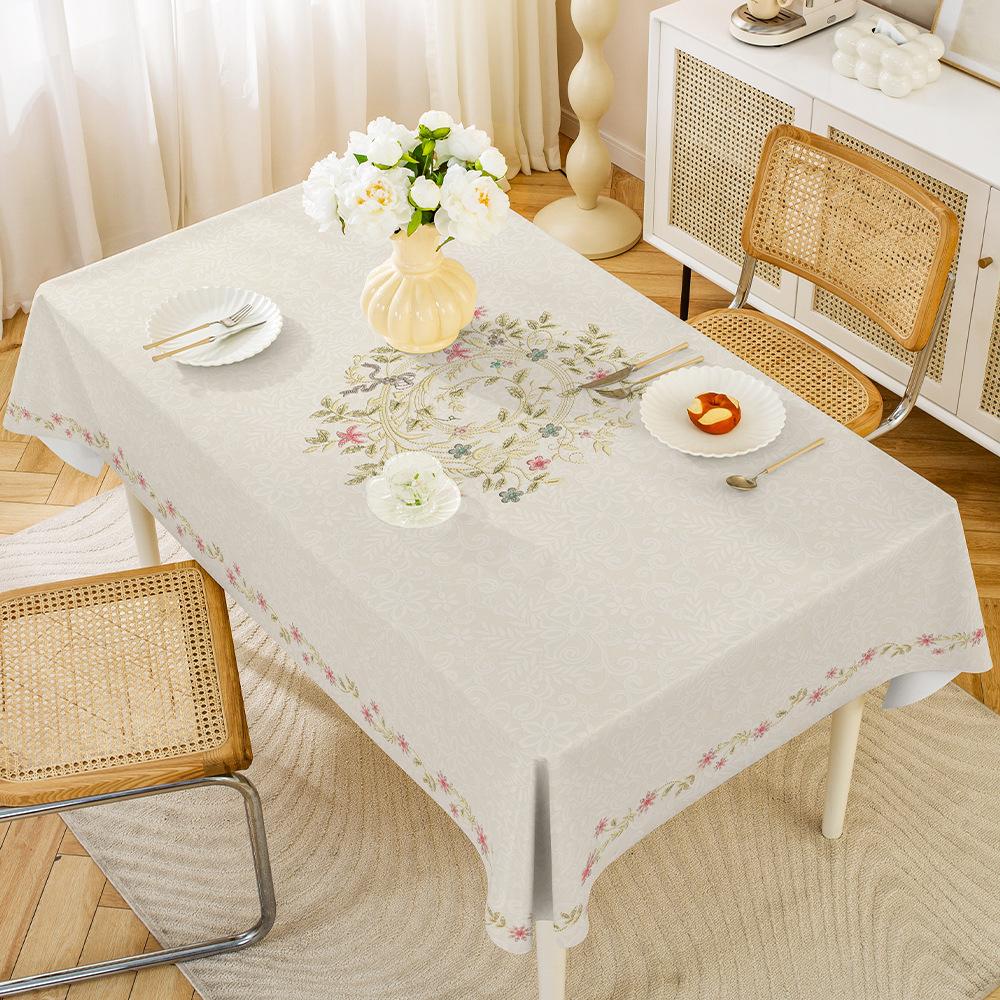 1PC Plant Flower Pattern Dining Table Cloth Retro Elegant PVC Rectangular Tablecloth Waterproof Oil-proof Wear-resistant Durable