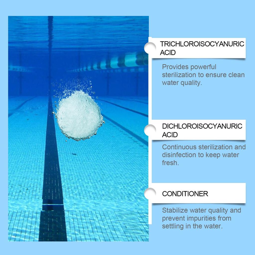 Pool Cleaning Slow-Release Tablets Pool Water Decontamination Deodorizing Cleaning Multi-Purpose Cleaning Effervescent Tablets