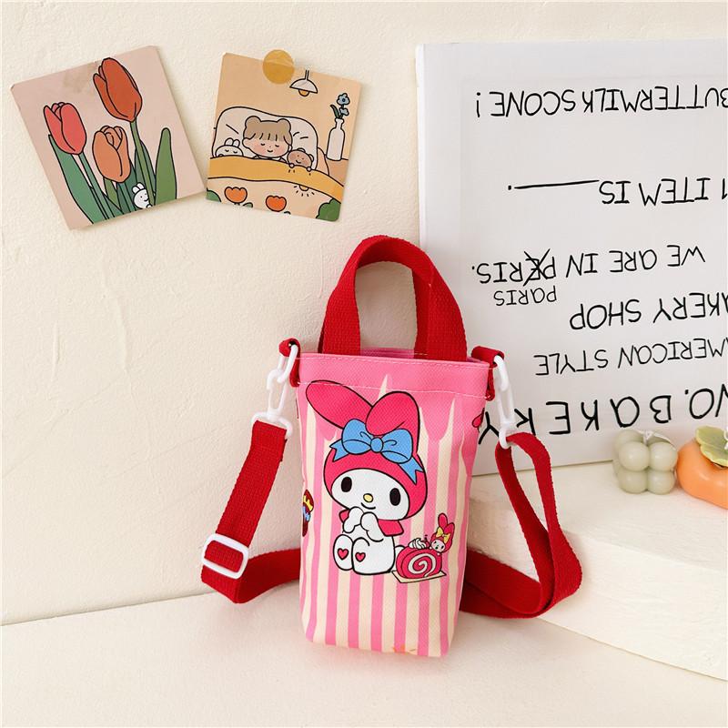 Fashion new children's bag cute girl large capacity water cup canvas bag baby shoulder messenger bag