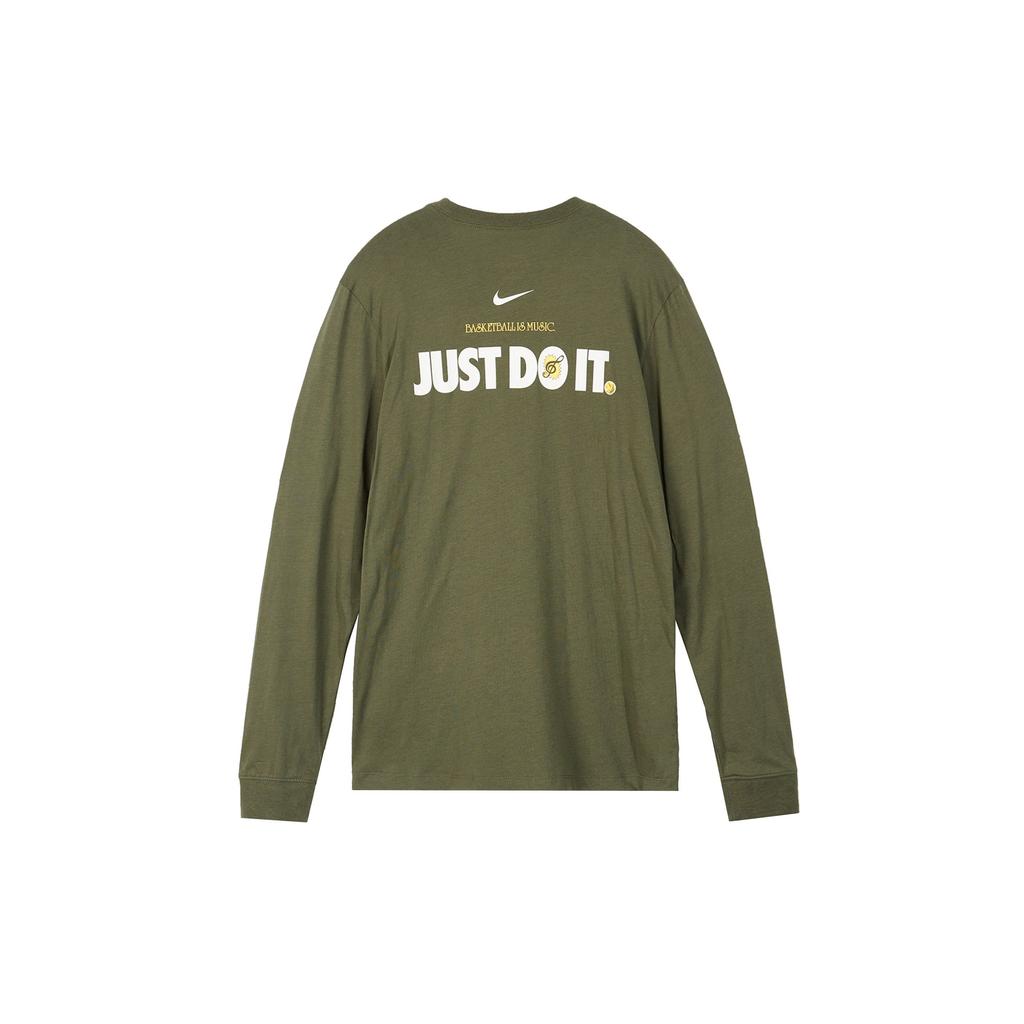 Nike Alphabet Logo Print Crew Neck Casual Long Sleeve T-Shirt Men Tops Khaki-Green FQ4919-325