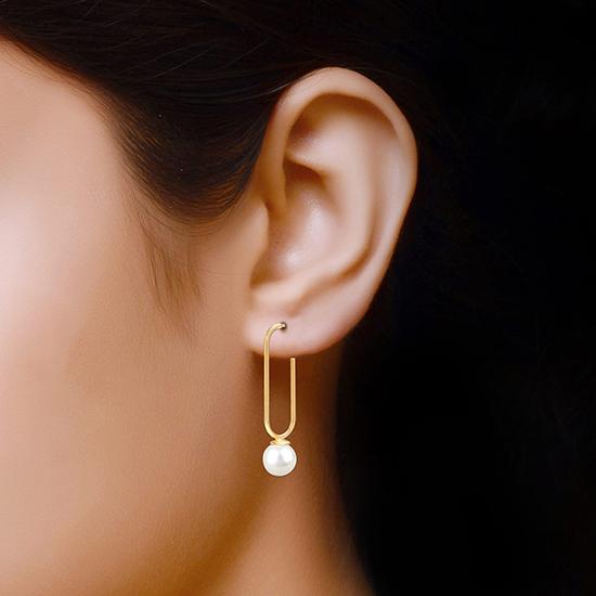 LeCalla S925 Sterling Silver Jewelry Gold-Plated Pearl Drop Earrings for Women