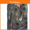 Elegante Damenmode Polka Dots Print Chiffonbluse Mit Langen Hemdsärmeln