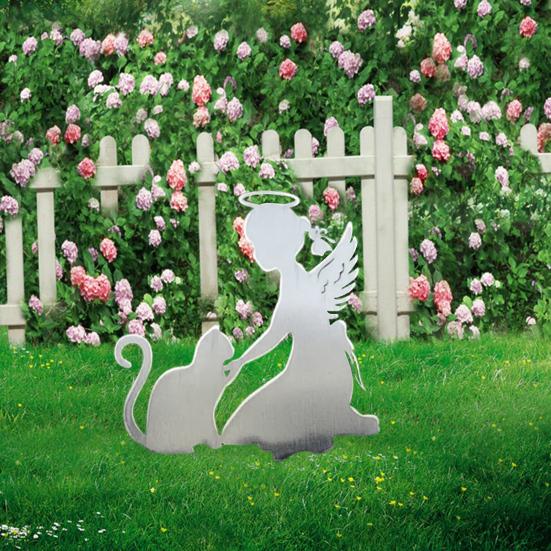 Pet Memorial Garden Stake Guardian Angel with Pet Garden Decor Outdoor Cat Dog Memorial Sign for Pet Owners Yard Art Decoration