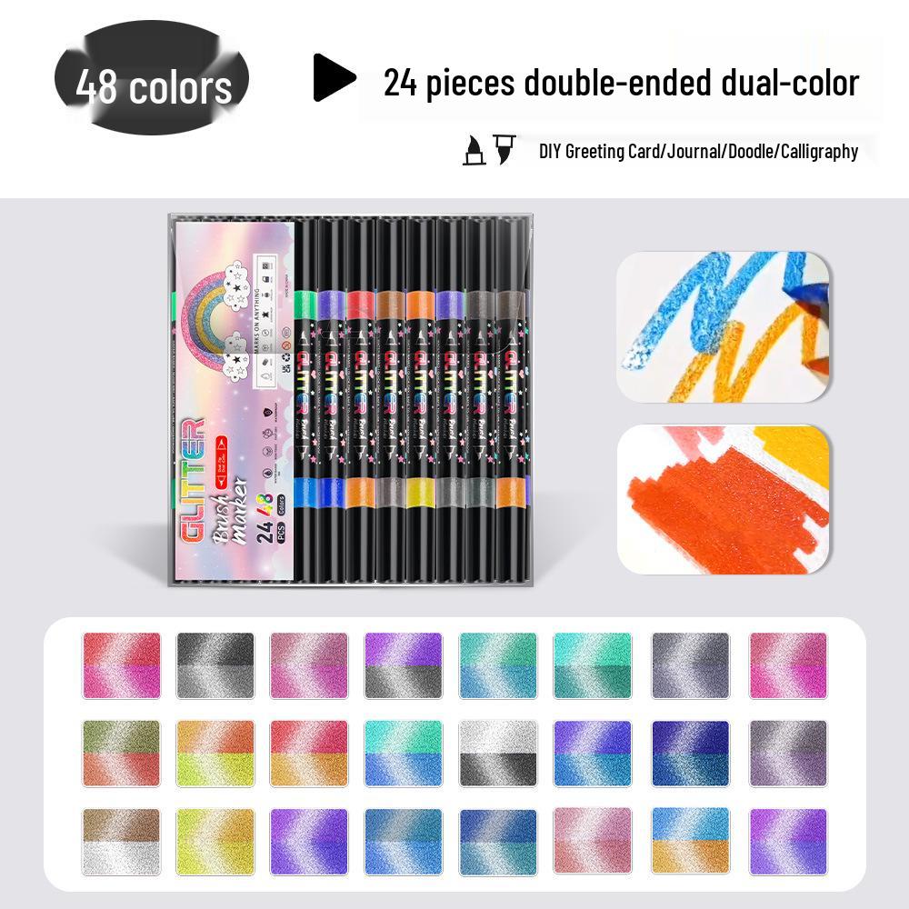 Dual-Color Double-Ended Acrylic Flash Marker Pen for Handwriting