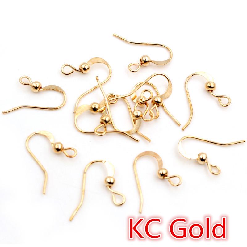 100 Pcs Copper Earring Hooks 19x18mm with Round Beads for DIY Handmade Jewelry Accessories, 20g