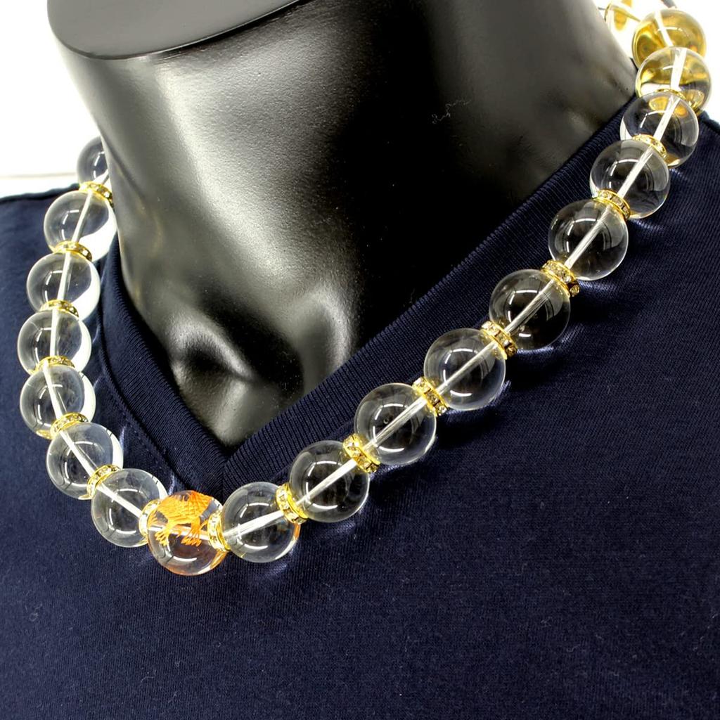 Brand Natural Stone 4A Gold Carved Emperor Dragon Crystal 20mm Prayer Bead Power Stone That Brings Good [No Item] Extra-thick Necklace. Luck.