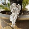 Weatherproof Resin Angel Figure Retro Winged Statue Praying Figurine Elegant Outdoor Statue