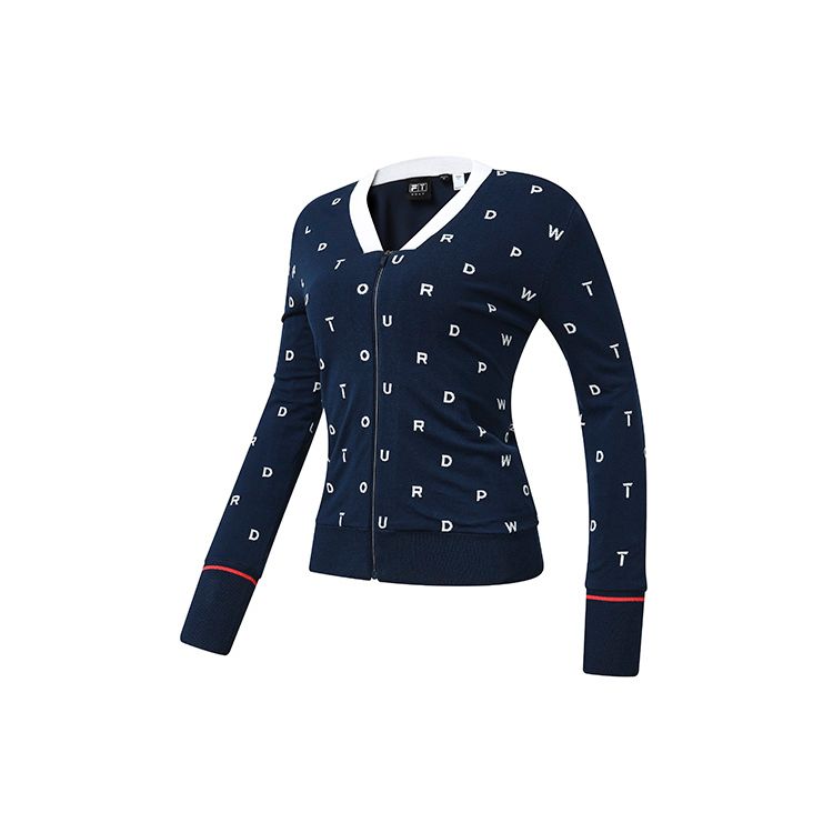 

FILA Golf Series Letter Print Zipper Slim Fit Golf Sports Knit Sweater Women sweater Sea-Blue A11W315402F-DB S