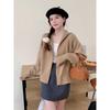 Autumn and winter new loose lazy soft waxy hooded double zipper knitted cardigan women's simple casual versatile sweater jacket