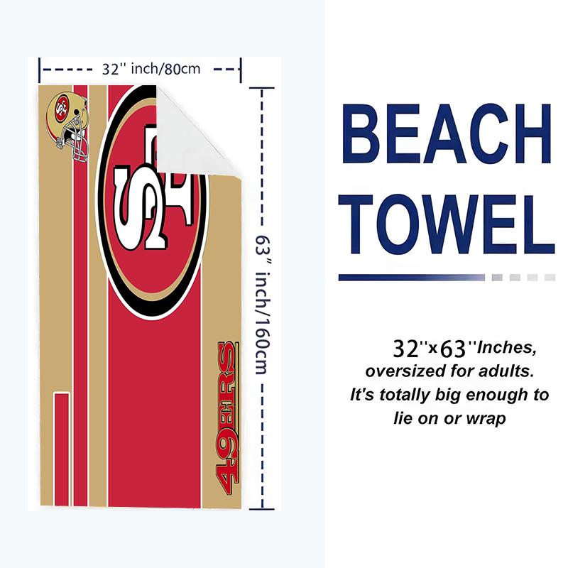 SF 49ers Print Beach Towel, Large Soft Quick Dry Towel for Beach Camping Swimming