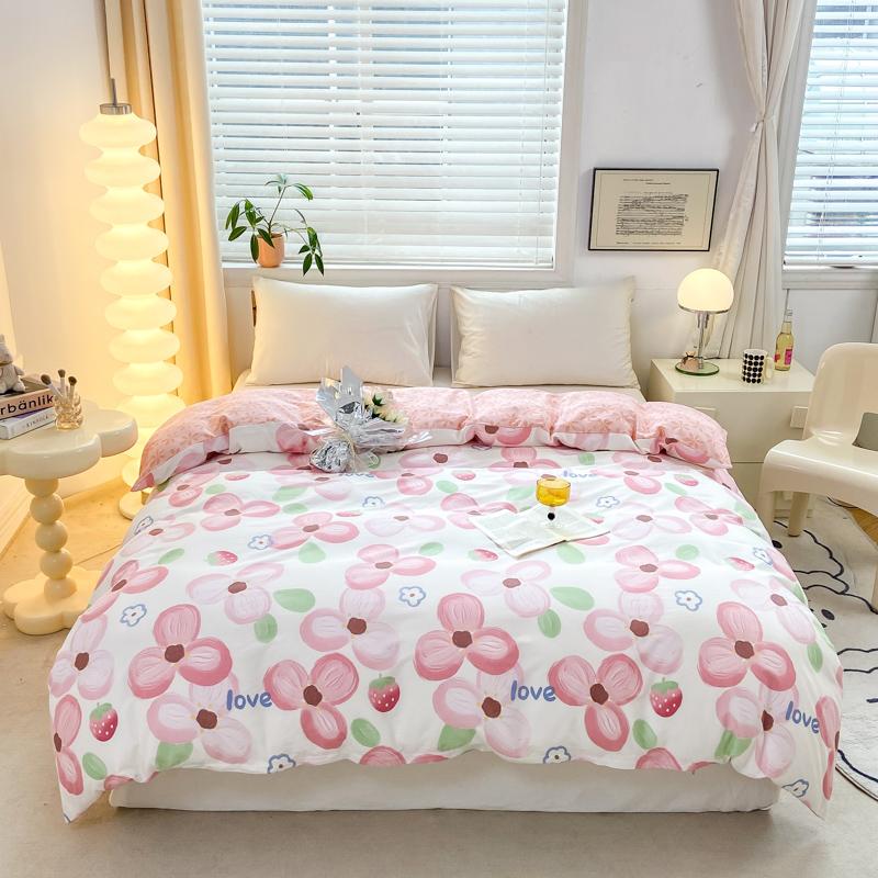 Fresh White Flowers 100% Cotton Duvet Cover Botanical Floral Pattern Quilt Cover with Zipper Queen King Bedding for All Season