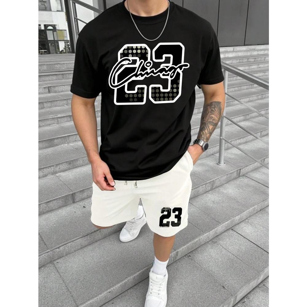 New Summer Men's Two-piece T-shirt And Shorts Set Casual Short-sleeved T-shirt And Shorts Two-piece Set Daily Casual Style
