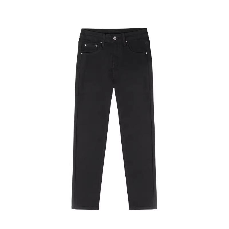 Women's Fleece-Lined High-Waisted Slimming Cigarette Jeans - Petite, Straight-Leg, Thickened for Autumn/Winter 2024.