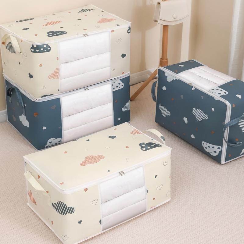 4Pcs Quilt Storage Container with Lids Large Capacity Fabric Quilt Bags Versatile Storage Bin for Household Use