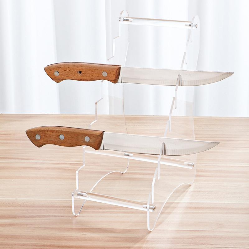 Suport pliabil pentru cuțit de bucătărie din oțel inoxidabil transparent acrilic, suport pentru depozitarea cuțitelor de fructe, suport pentru cuțit, bază