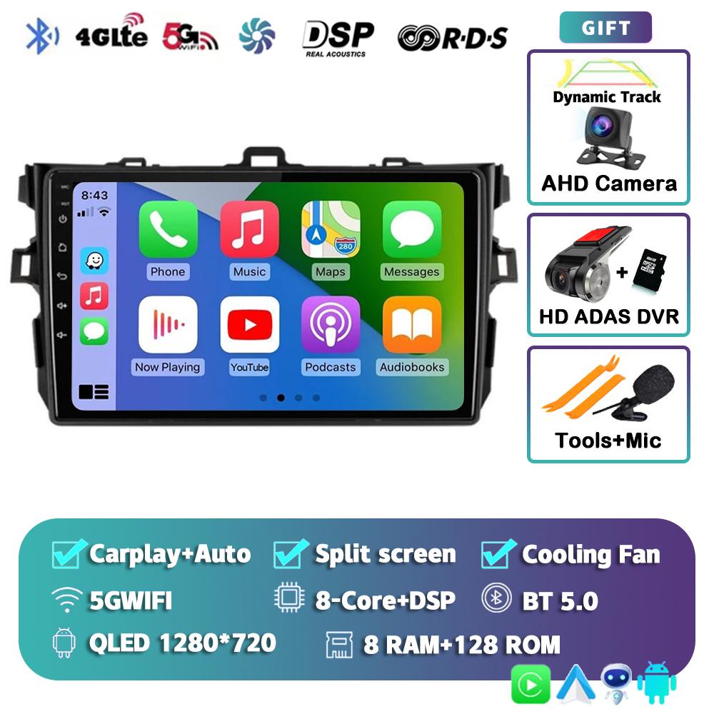 Android 14 Carplay 2din Car Radio For Toyota Corolla E140/150 2007 2008 2009 2010 2011 2012 2013 4G GPS Multimedia Player Stereo