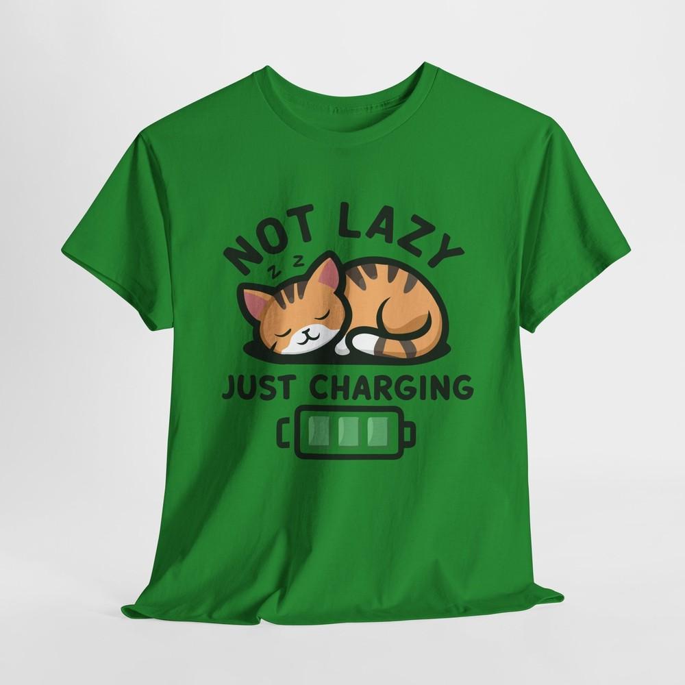 

Not Lazy, Just Charging: Cozy Sleeping Cat Graphic Tee for Cat Lovers T-Shirt 4XL
