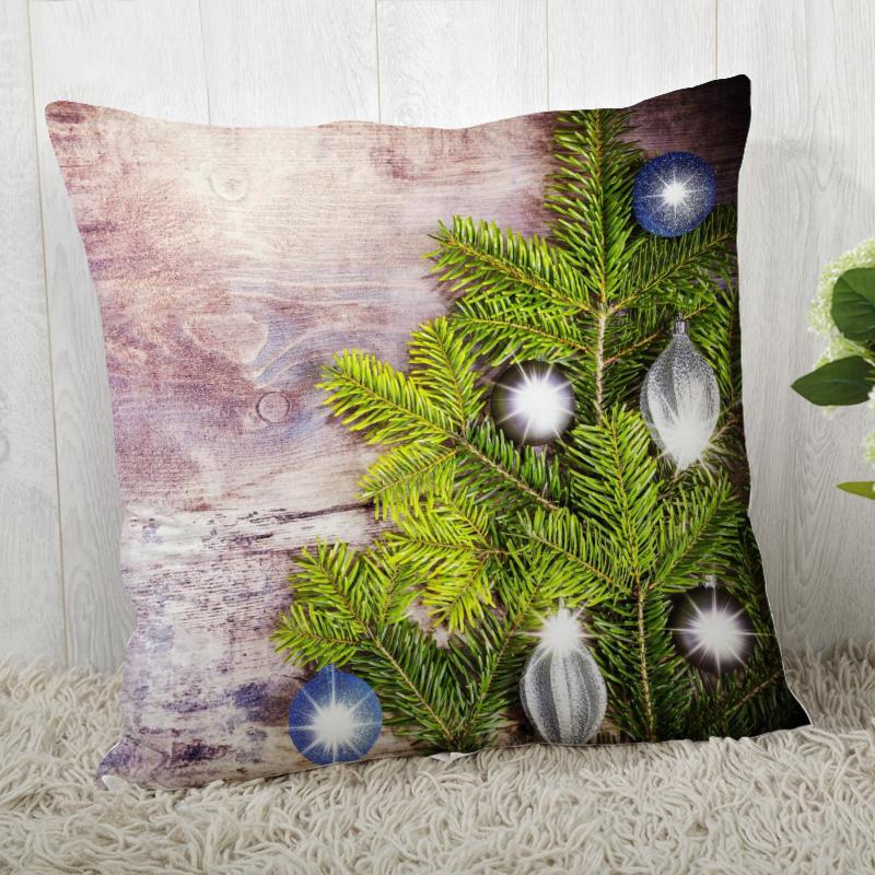 45x45cm Decorative Polyester Pillowcase Merry Christmas Christmas Tree Square Zipper Pillowcase Autumn Pillowcase