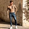 מכנסי גבר כביסה רטרו רוכסן מתיחה ג'ינס קז'ואל Slim Fit מכנסיים גברים פלוס גודל עיפרון מכנסי ג'ינס סקיני ג'ינס לגברים