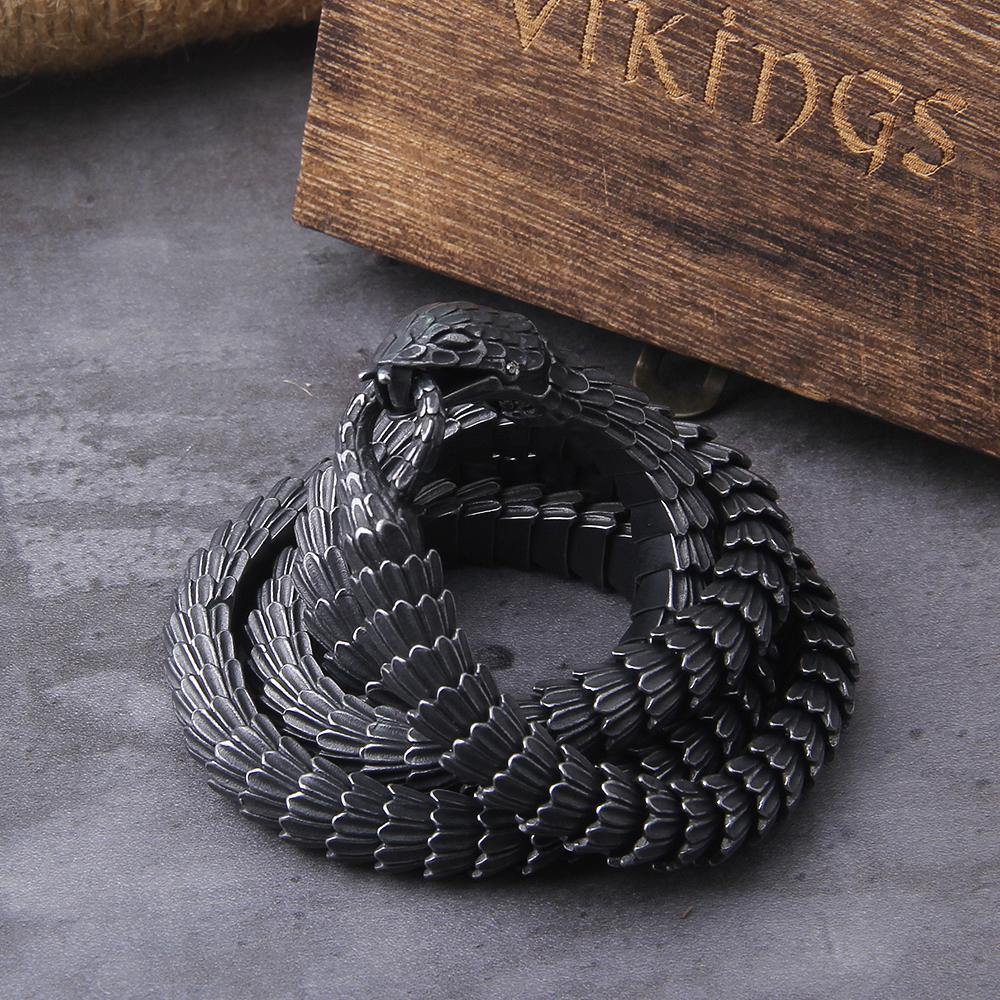 Colar Ouroboros Viking de Aço Inoxidável Masculino Punk Gótico Cobra Colar Moda Biker Vintage Charme Joia Presente
