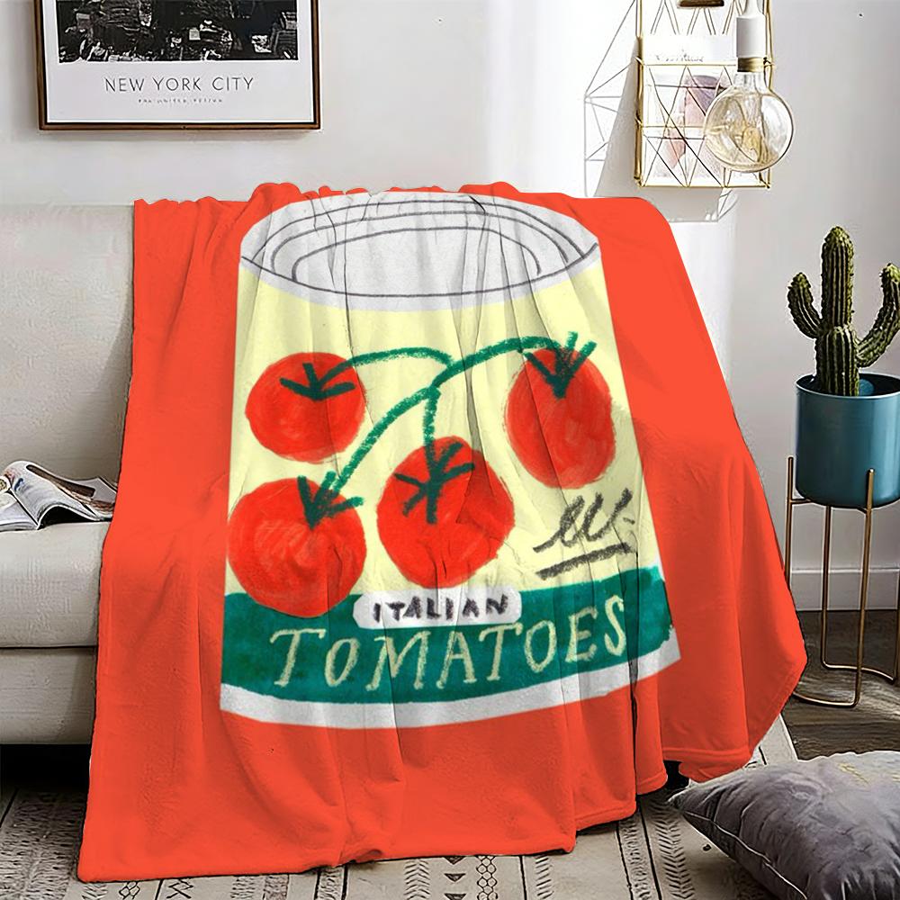 Japanese Pink Cherry Blossom Can Sardine Tomato Throw Lightweight g Flannel Blanket Soft Skinfriendly for Summer Cooling
