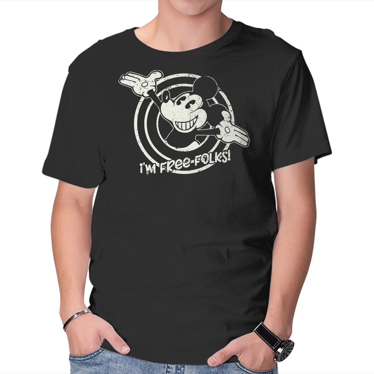 Unisex Crew Neck T-Shirt I Am Free Folks Graphic Short Sleeve Casual Tee S
