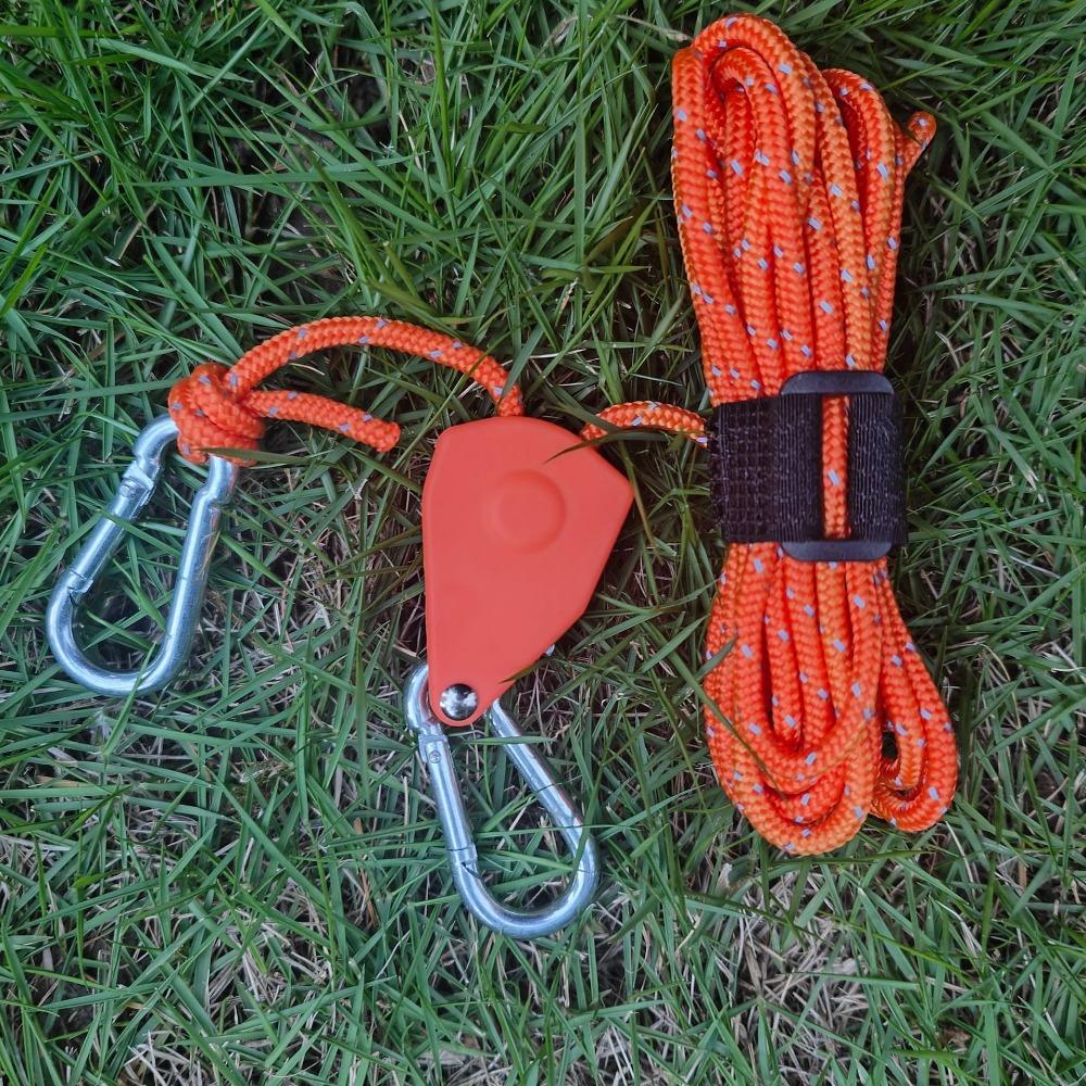 4mm*2m Tightener Fastening Pulley Ratchet Hangers Multicolors Awning Wind Rope Hook  Outdoor Tool